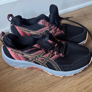 Women’s ASICS Gel Venture 9 Black and Pink Trail Shoes
